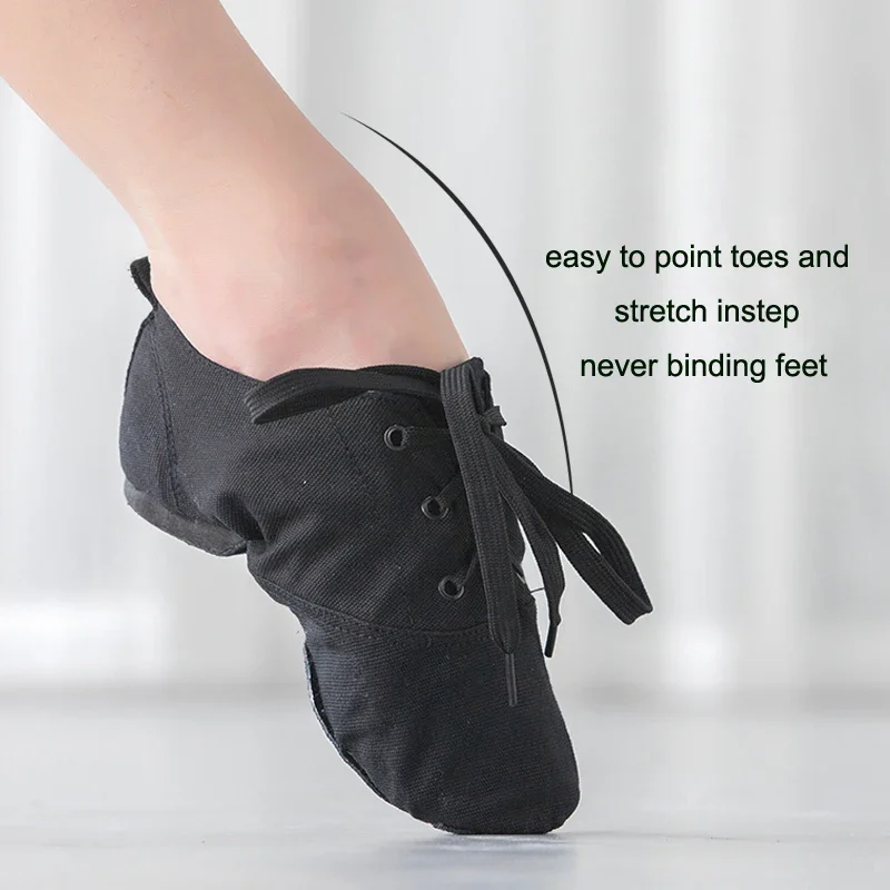 Балетки женские из тонкой ткани джазовые танцевальные туфли на шнуровке мягкие