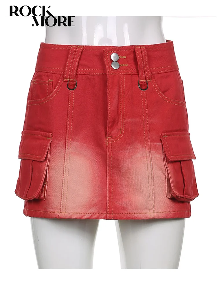 Rockmore винтажная женская джинсовая юбка с карманами и низкой талией мини-юбка
