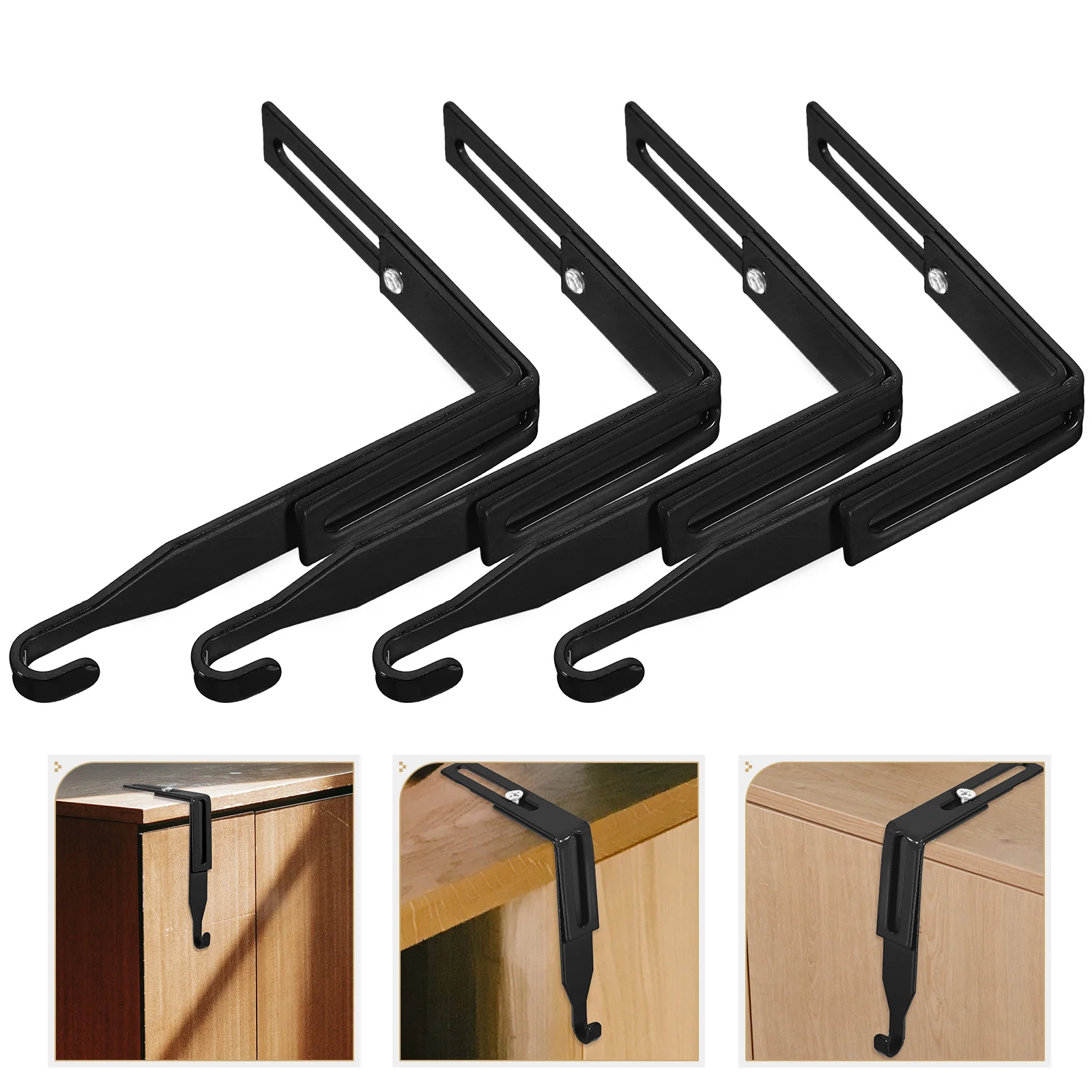 

4 Pcs Cabinet Hooks For Coats The Door Hanger Mirror Hanging Rack Metal Drying Adjustable Hangers