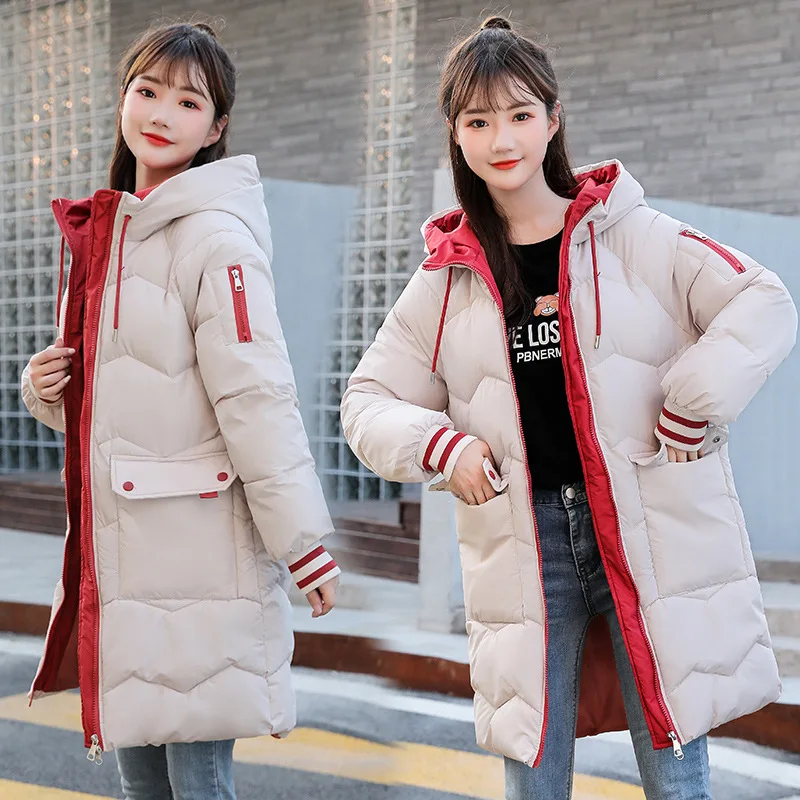 

Fashion Women's Winter Clothes Korean Style Loose Cotton Padded Coat Female Student Mid-length Thick Warm Insulated Jacket Parka