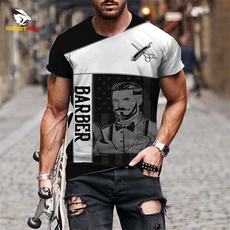 

Men's T-shirts Clothes Barber Skull Pattern Harajuku Hip Hop Style Tees Male Tops Short Sleeve Funny Casual Breathable Loose