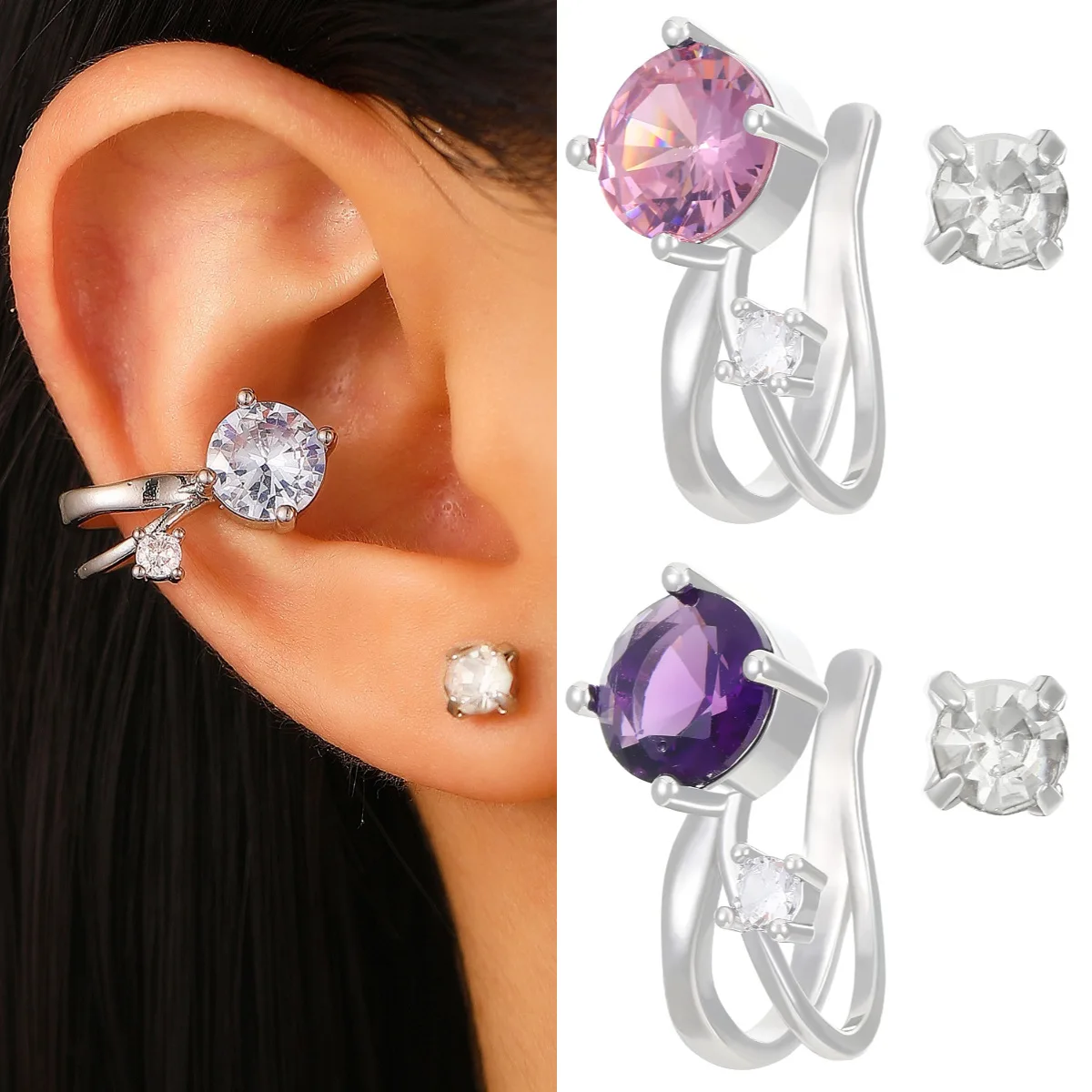 Модные серьги-клипсы с цирконием для женщин ювелирные изделия 2024 трендовые новые