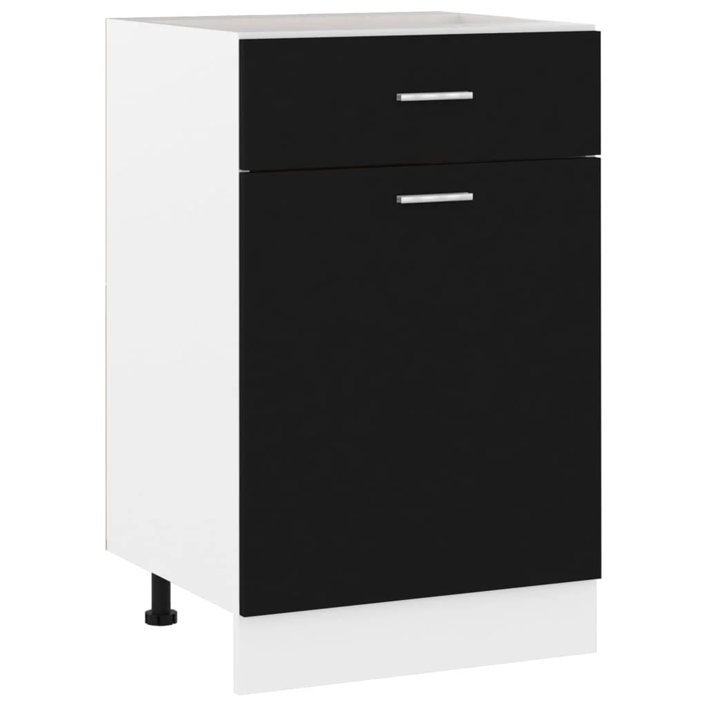 

Bottom Cabinet, Chipboard Drawer Cabinet, Kitchen Furniture Black 50x46x81.5 cm