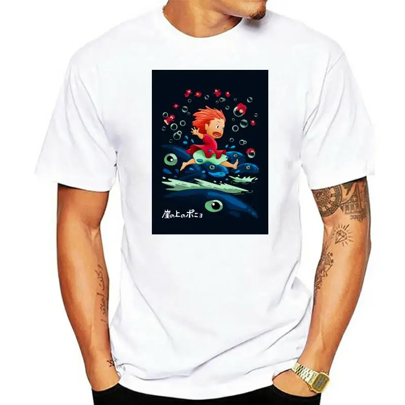 

Tee Shirts Hipster O Neck Goldfish By The Sea Unisex T Shirt | Ponyo Miyazaki Studio Ghibli