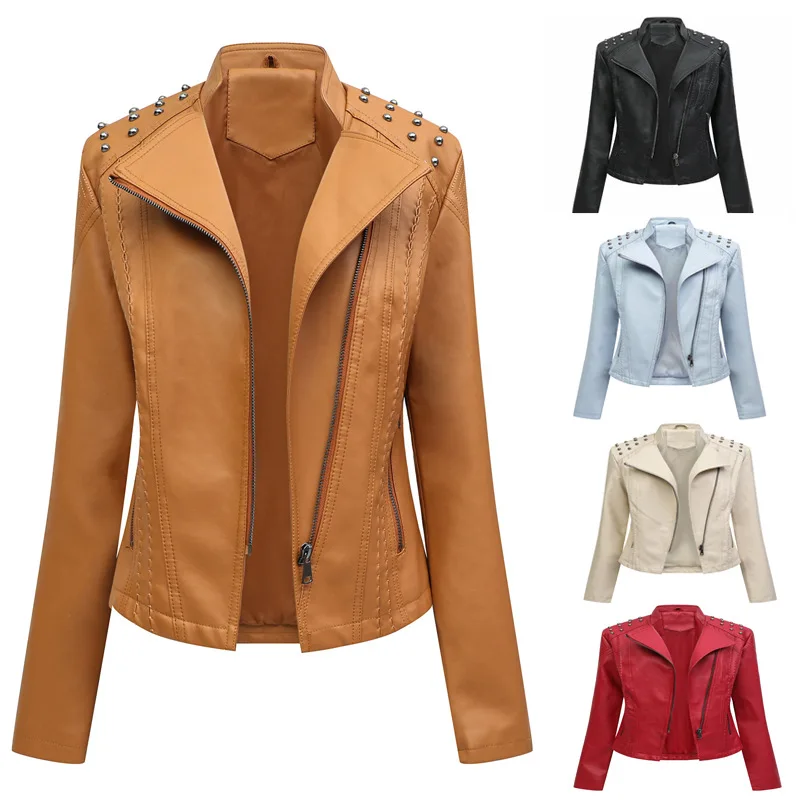 Women's Leather Clothing Fashion Casual Thin Leather Jacket Women's Spring and Autumn Thin Coat Trendy Factory Direct Sales