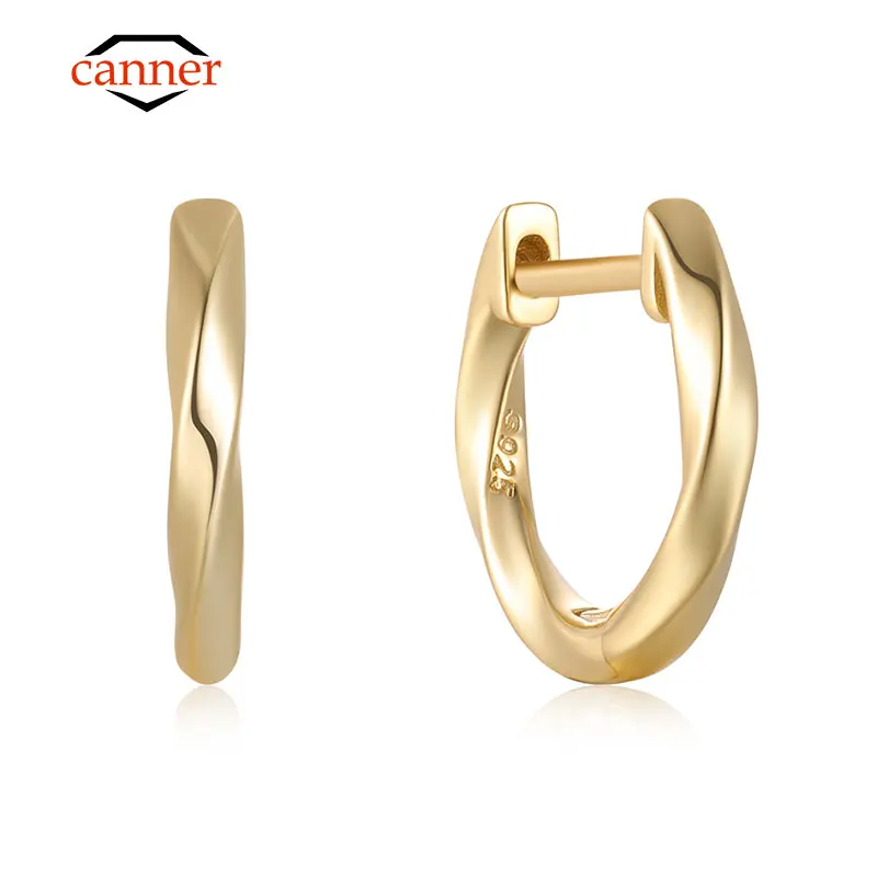 

CANNER 925 Sterling Silver Smooth Circle Hoop Earrings For Women Lady Fashion Charm High Quality Wedding Jewelry Free Shipping