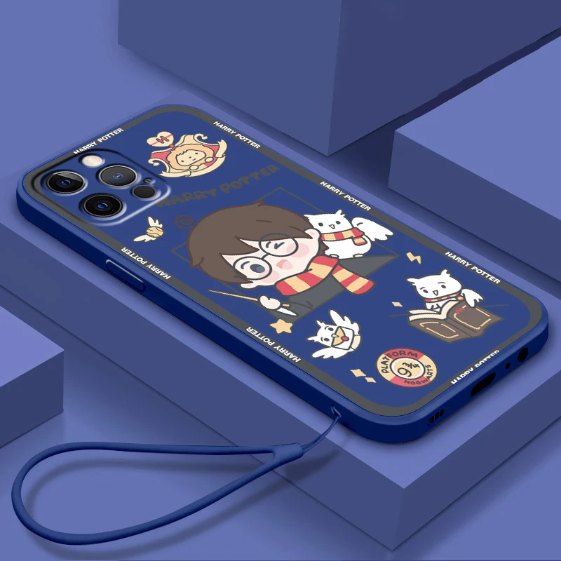 

Harries Wand Potters Cartoon Phone Case For Apple iPhone 14 13 12 Mini 11 XS Pro Max X XR 8 7 6 Plus SE Soft Liquid Rope Cover