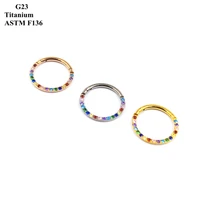 the new 1 2mm g23 titanium nose ring inlaid with coloured zircon cartilage piercing jewelry for men and women