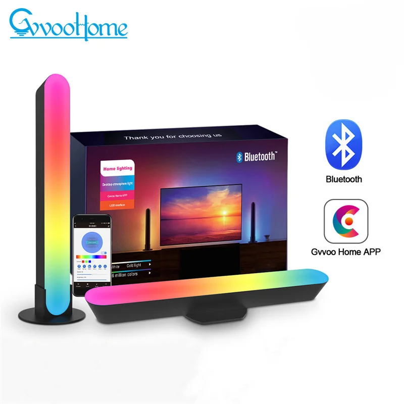 

RGB Music Sound Control LED Light App Control Pickup Voice Activated Rhythm Lights Ambient Symphony Lamp Bar TV Desktop Light