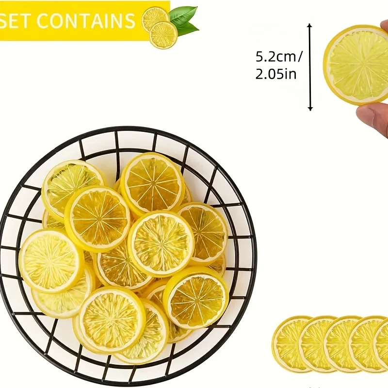 

Искусственные ломтики лимона, желтые, пластик, 20 штук