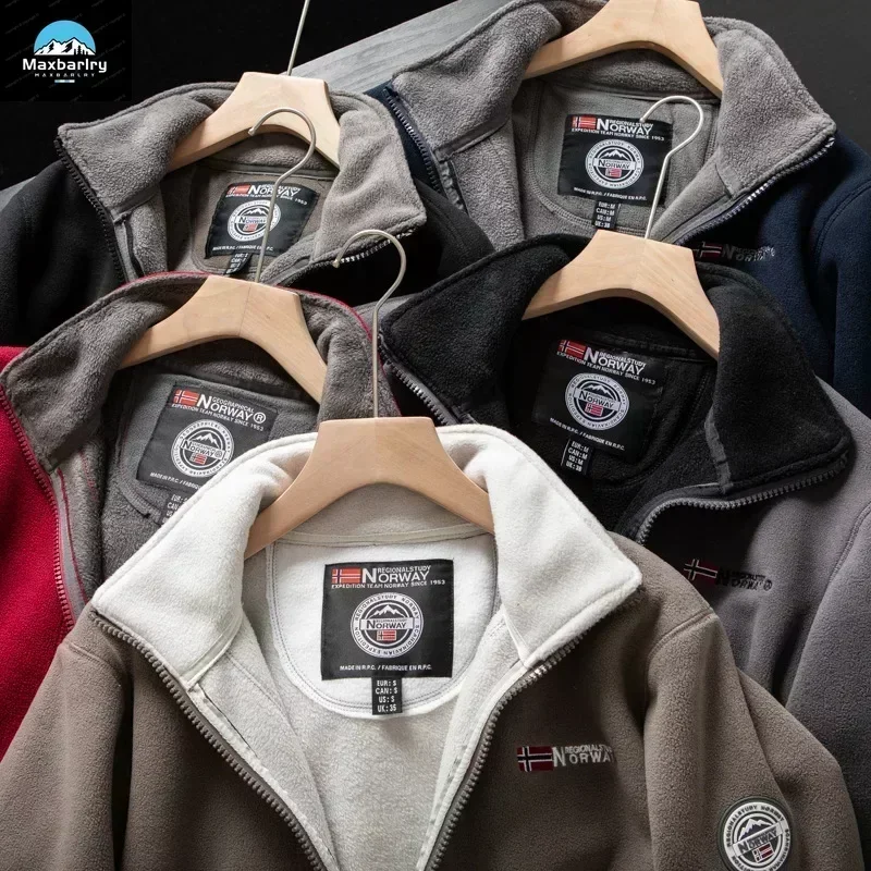 Новинка 2024 зимняя утепленная флисовая мужская куртка с карманами повседневные