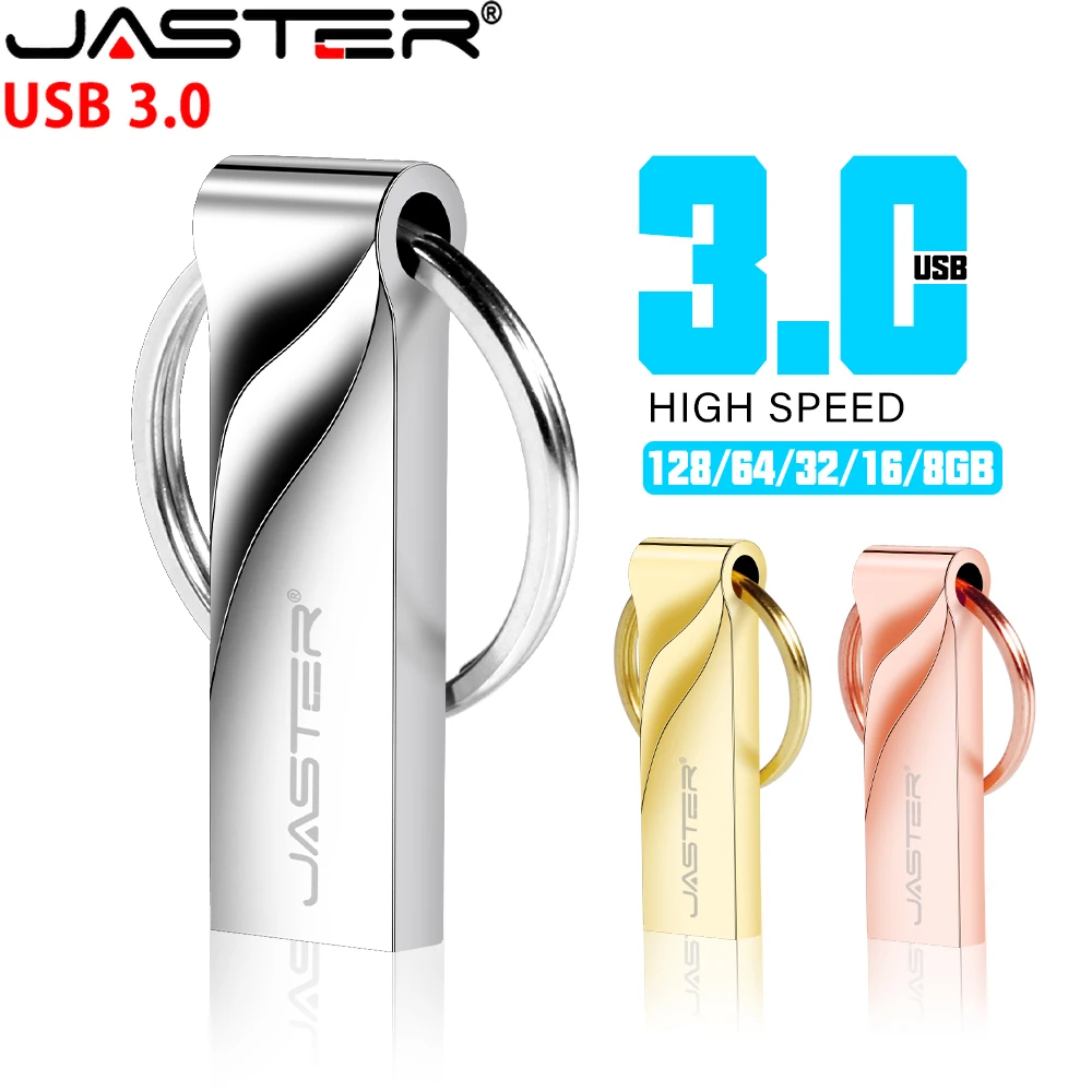 

JASTER High Speed USB Flash Drives3.0 Metal Wave Whistle 64GB 32GB Gold Waterproof Free Engraved Logo Memory Stick Business Gift