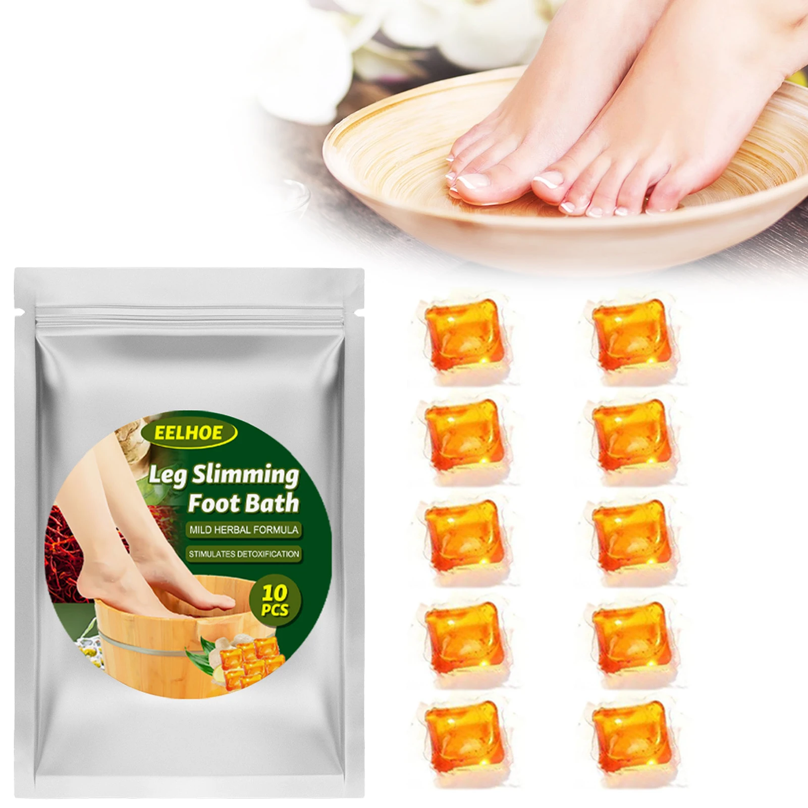 

Lympatic Drainage Ginger Foot Soak 10pcs Bags Foot Bath Bag Feet Bath Powder Foot Spa Packs Herbal Wormwood Ginger Bathing Body
