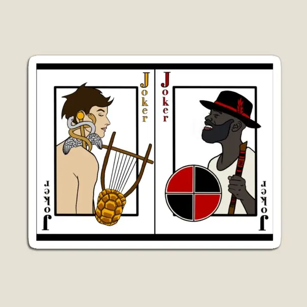 Магнитные Детские наклейки Два джокстера Гермес и Elegua яркий держатель забавные