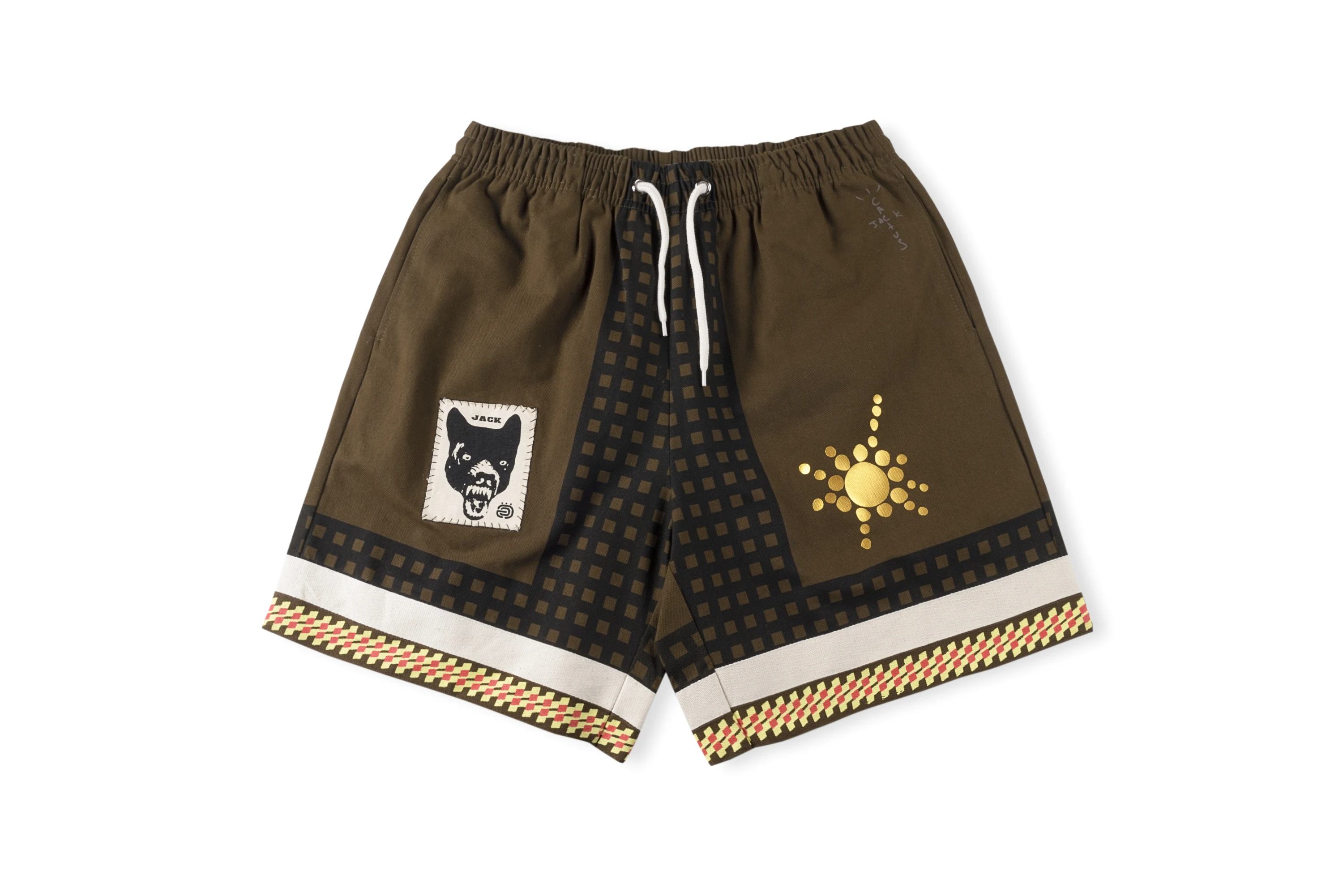 

Summer Travis Scott Cactus Jack Wolf Short Wolf Tribe Patch Casual Pure Cotton Fashion Drawstring Men's Shorts