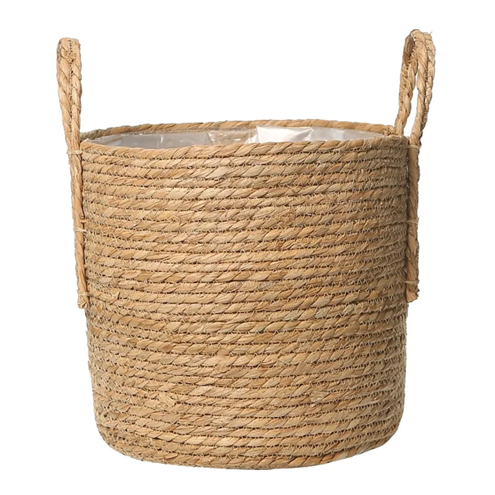 

Basket Wovenflower Planter Pot Seagrass Straw Rattan Storage Wicker Laundry Vase Baskets Belly Container Picnic Flowerpot Trash
