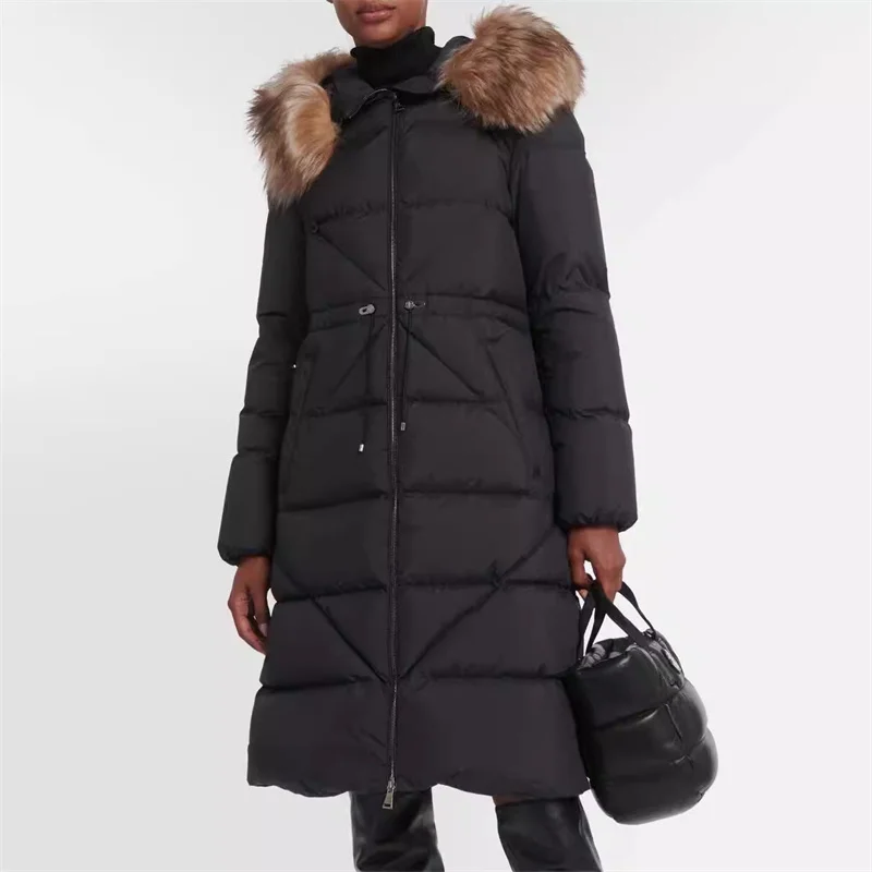 

women's winter jacket 2023 New Removable fox fur collar Hooded Long down coats 90 white duck down filling fluffy feather coats