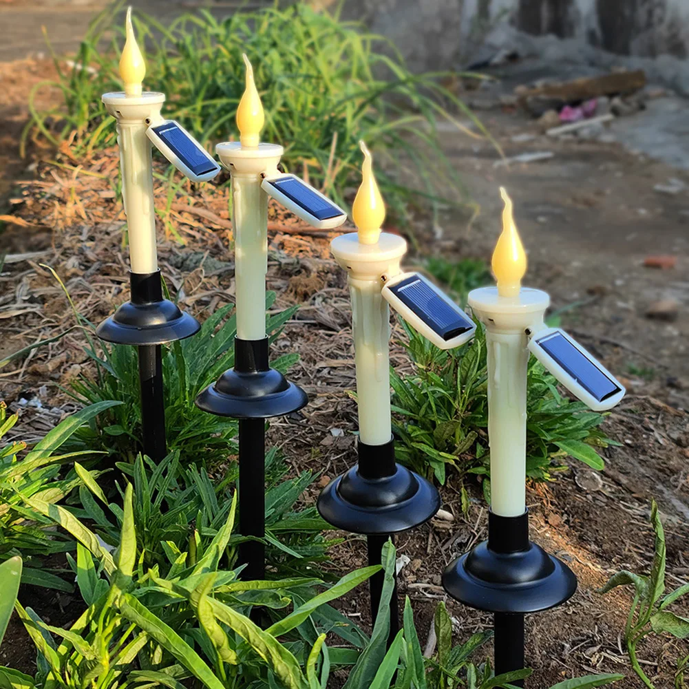 

4 шт., светодиодные свечи двойного назначения, водонепроницаемый оптический датчик для двора, балкона, лужайки
