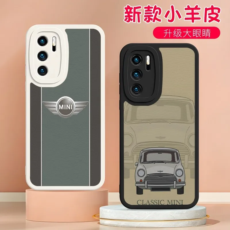 

Luxury Sports Car Mini Phone Case FOR Oppo A52 A55 A57 A92 A93 A93S A96 REN O5 06 07 08 PRO SE Plus K10 FIND X3 X5 A97 Lambskin