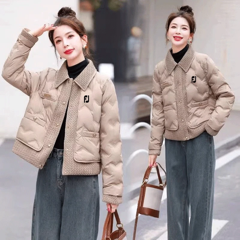 

2023 Winter Golf Wear Women Golf Padded Korean Luxury Clothing Korean Stand Neck Thickened Cotton Coat New Jacket Windbreaker