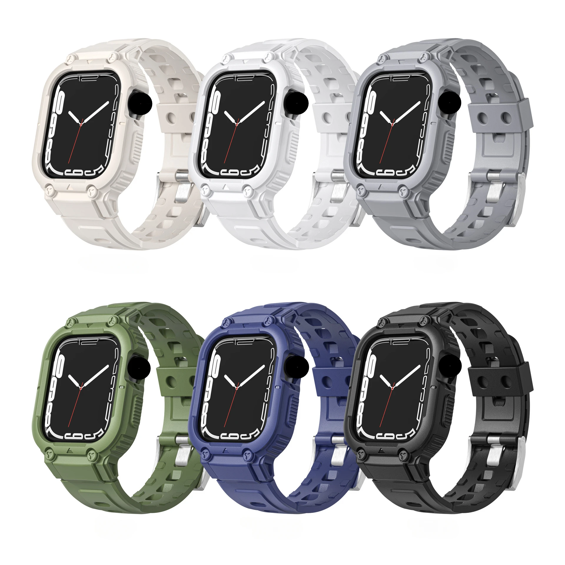 

Armor Integrated Watch Band for Apple Watch, Ultra TPU Strap, Case for iWatch 9, 8, 7, 40mm, 41mm, 44mm, 45mm, 49mm