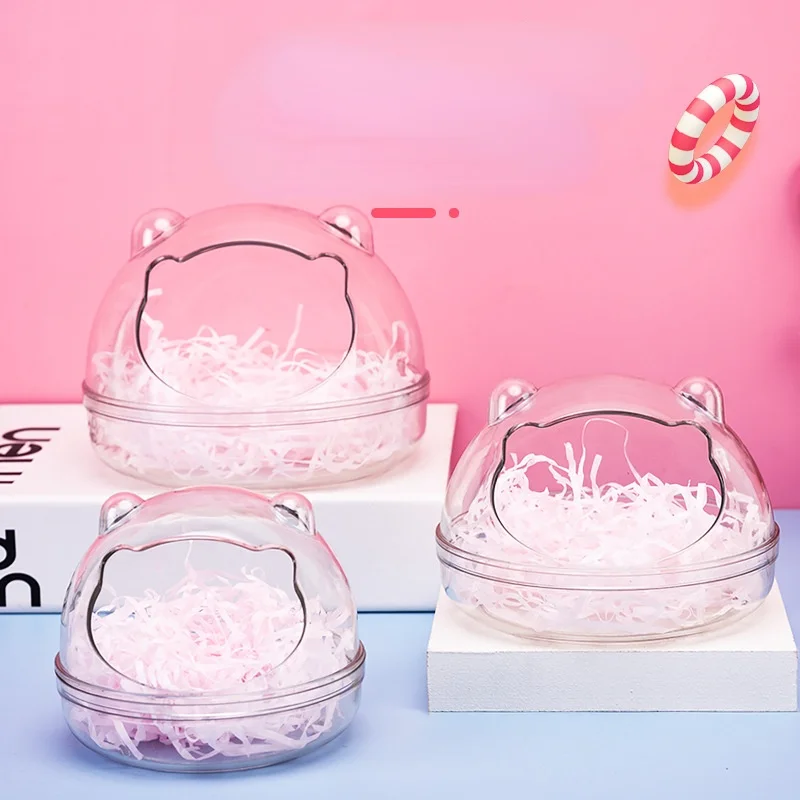 bear shaped hamster bathroom fully transparent observation bathroom hamster mouse toilet small pet cage box acrylic house free global shipping