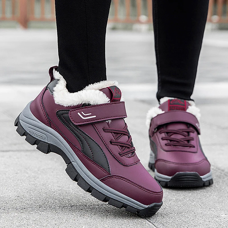 Winter Hiking Shoes Men Women Plush Warm Sneakers Comfortable Antiskid Life Waterproof Shoes