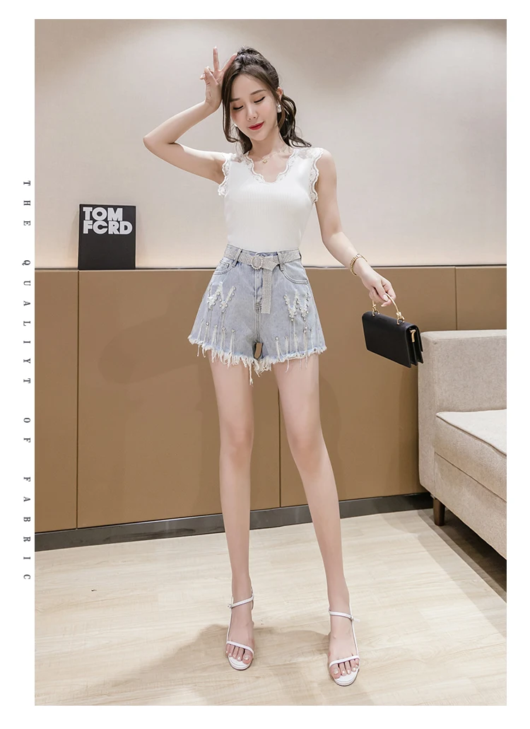 Летнее платье новинка европейские джинсовые шорты женские тонкие сверхпрочные с