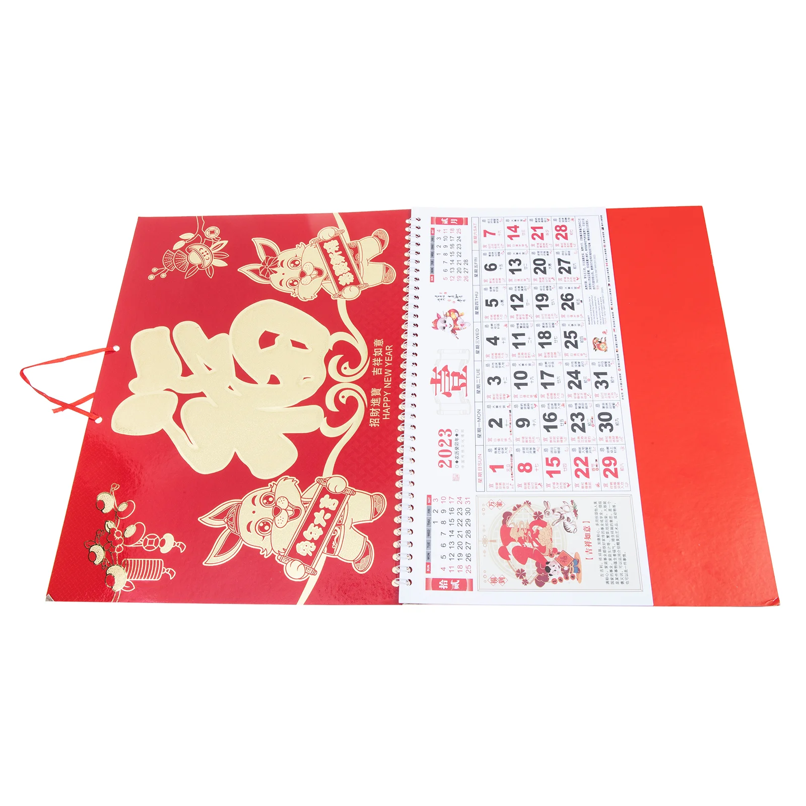 

Календарь, китайский год, настенный кролик, новый лунный подвесной ежемесячный домашний календарь, ежедневная бумага, традиционный декор, с...