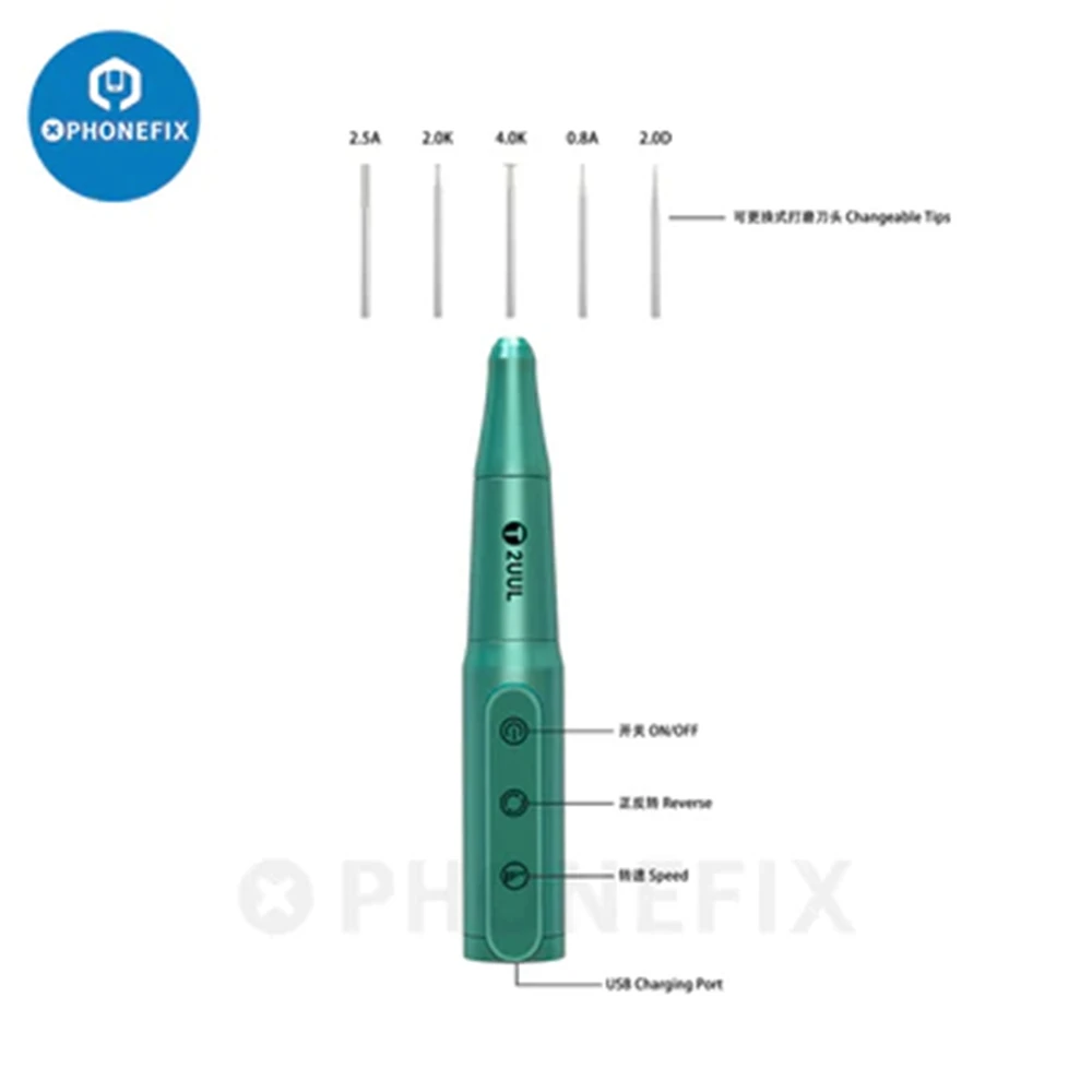 

2UUL DA81 Chargeable Polish Drill Pen for Phone Repair Professional Grinding Tool Set Adjustable Forward and Reverse Rotation
