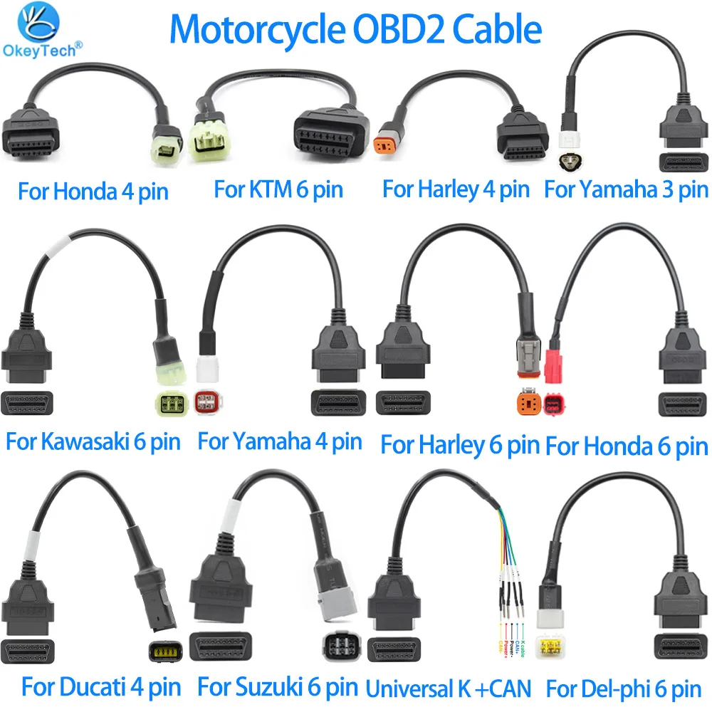 Коннектор И Кабель OBD2 для диагностики мотоцикла Honda YAMAHA Suzuki Ducati адаптер
