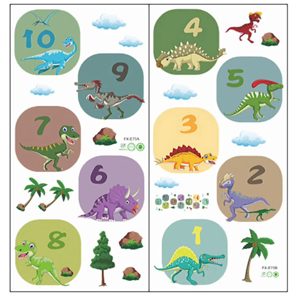 

Cartoon Wall Sticker Number Hopscotch Game Sticker Dinosaur Floor Sticker Decorative Floor Decal Self-Adhesive For Home Decor