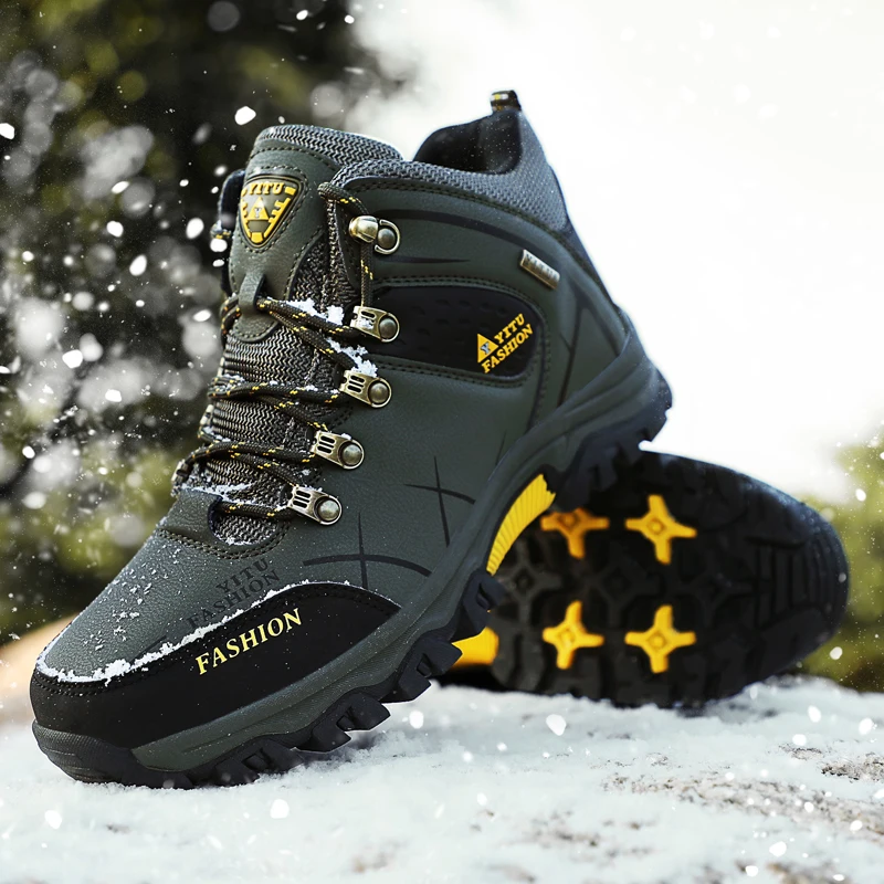 Outdoor Waterproof Sneakers For Men Keep Warm Snow Botas Hombre Winter Boot Leather Soft Winter Hiking Sneakers For Men 2022 New