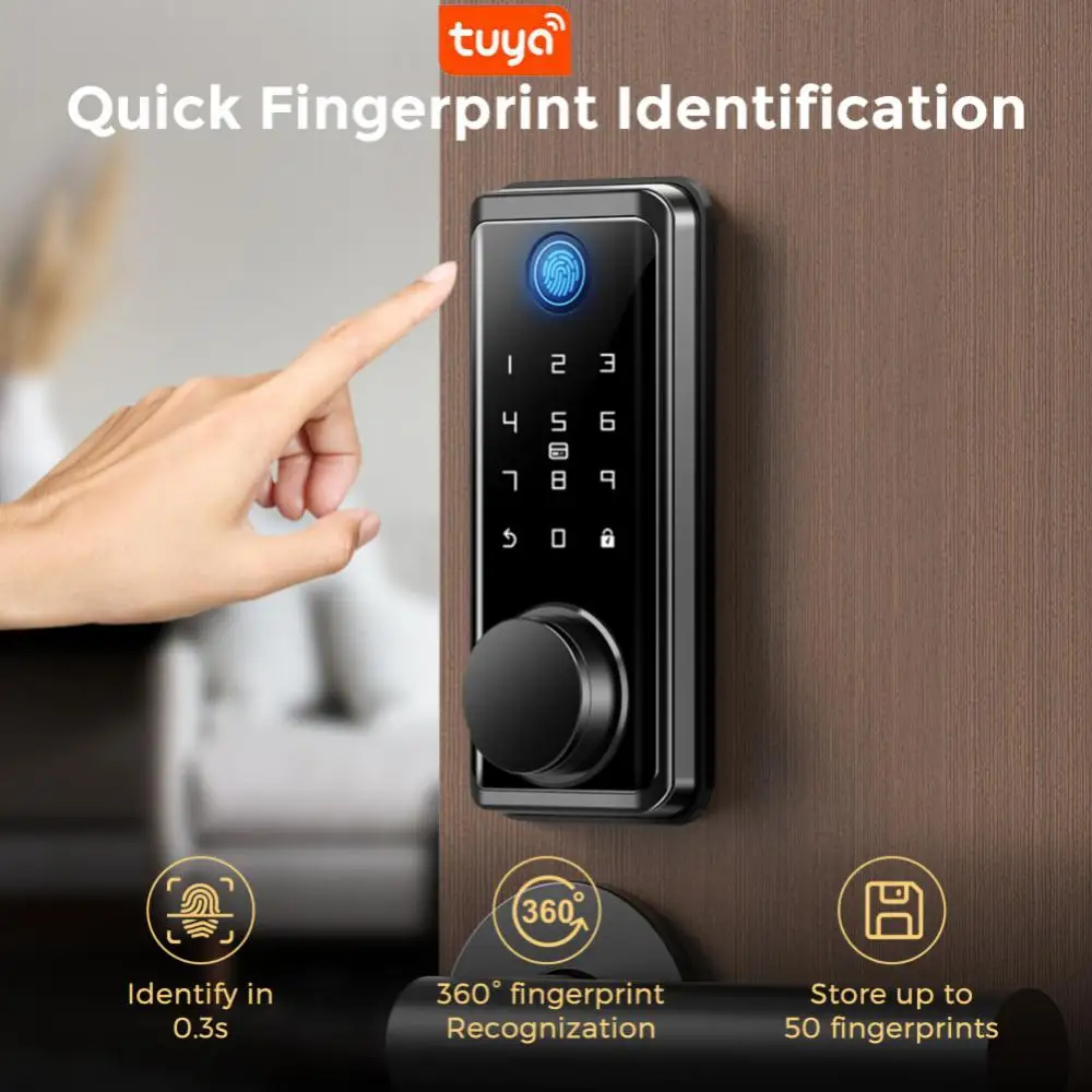 

Tuya Smart Bluetooth Mobile APP Control Unlock Fingerprint Magnetic Password Temporary Password Smart Door Lock Keyless Entry