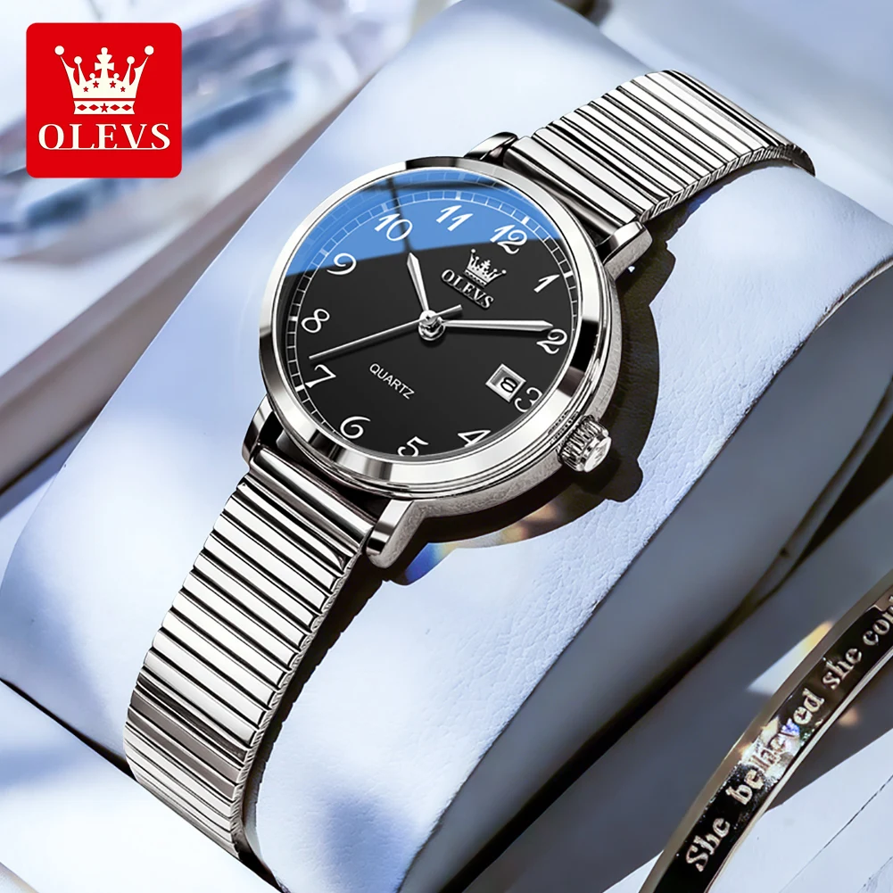 Фото Женские часы OLEVS 7130 Elegance с кварцевым механизмом, одинарным календарем, из нержавеющей стали, водонепроницаемые до 30 м. №1