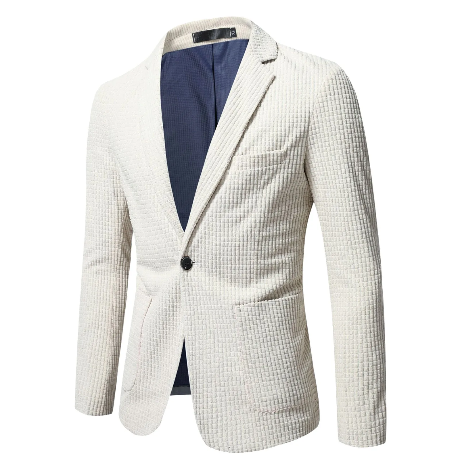 

Men Formal Suit Jackets Waffle Fabric Casual Business Uniform Work Blazer Tops Solid Casaco Masculino Fashion 2023 Spring