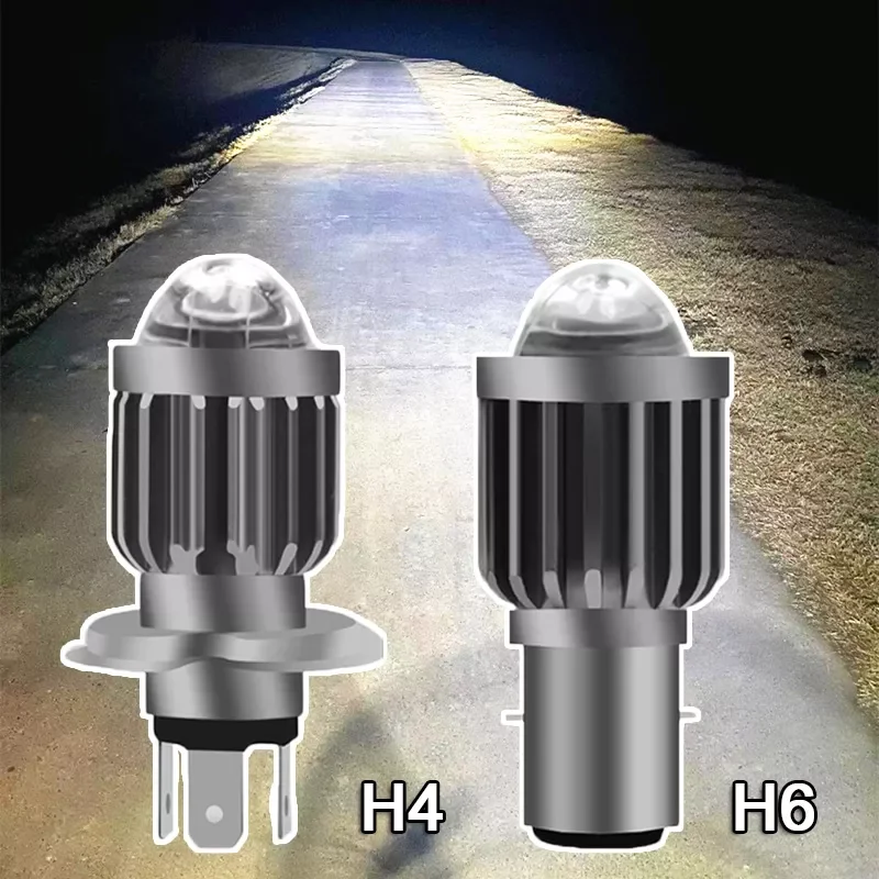 

H4 H6 Motorcycle Headlight LED Bulbs BA20D Two-color White Yellow Lights Moto Scooter Auxiliary Modified Lights Fog Lamp