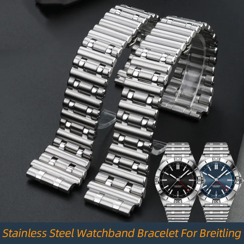Super Quality Stainless Watch Band Replace 22mm 24mm For Breitling Strap Dial Bracelet Watchband CHRONOMAT B01 Belt