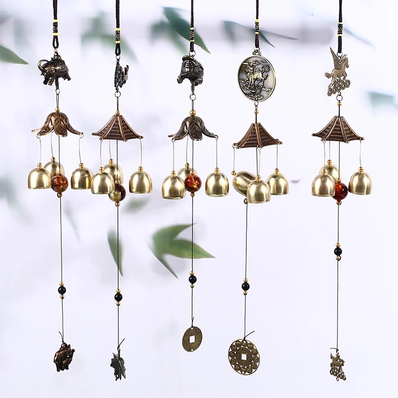 

1Pcs Antique Wind Chime Copper Yard Garden Home Wall Hanging Decoration Metal Wind Chimes Outdoor Chinese Metal Decor