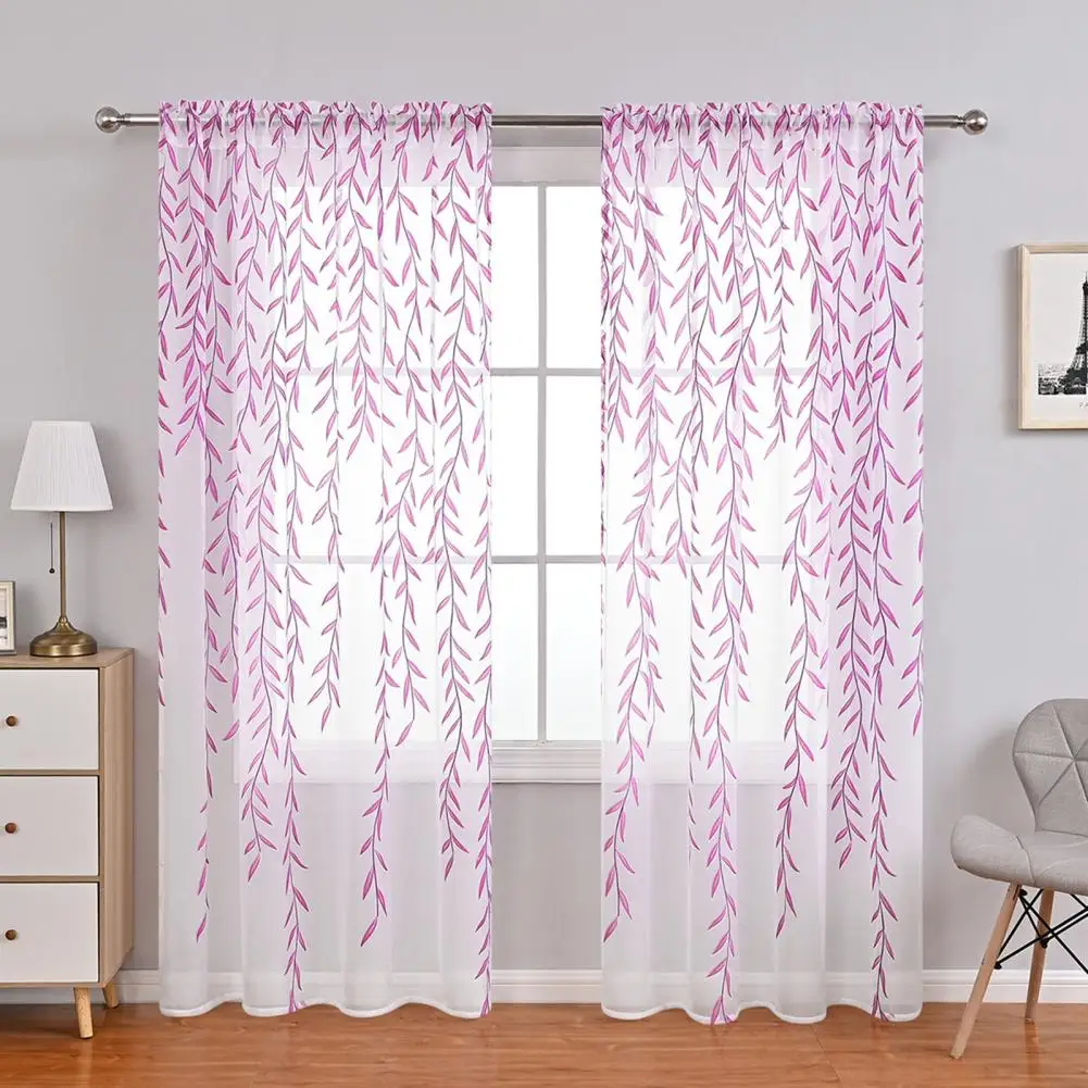 

Beautiful Door Curtain Thin Lightweight Window Curtain Screening Wicker Print Window Curtain
