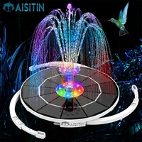 aisitin 3 5w led solar fountain pump with 8 color led lights for pool with 16 diy nozzles and 3000mah battery for gardenpool