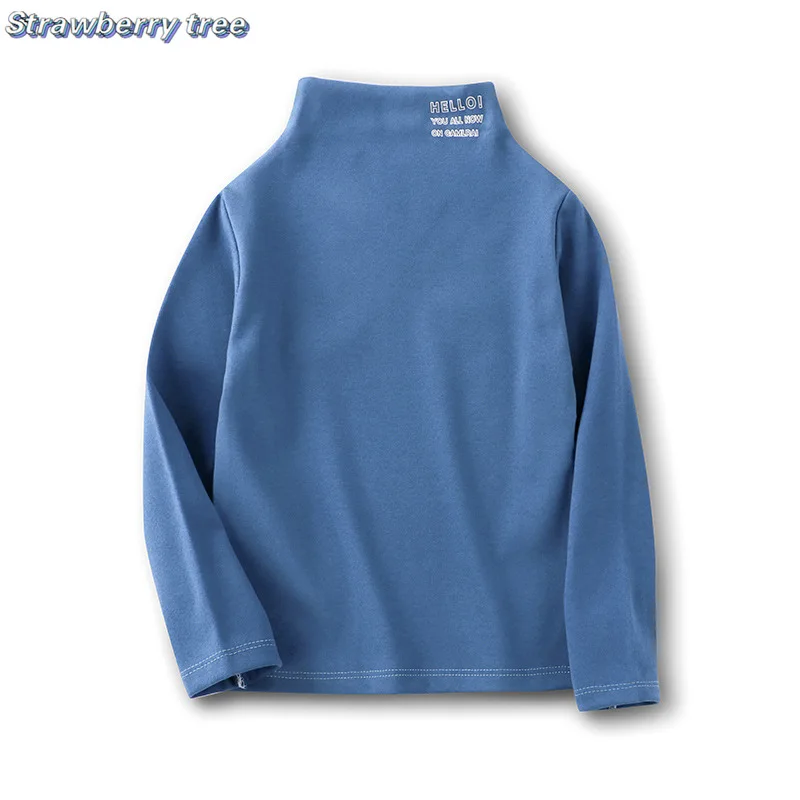 

Spring Autumn Baby Boys Girls Solid Color Long Sleeve Kids T-shirts Warm Thick Turtleneck Children T Shirt Toddler Baby Clothes