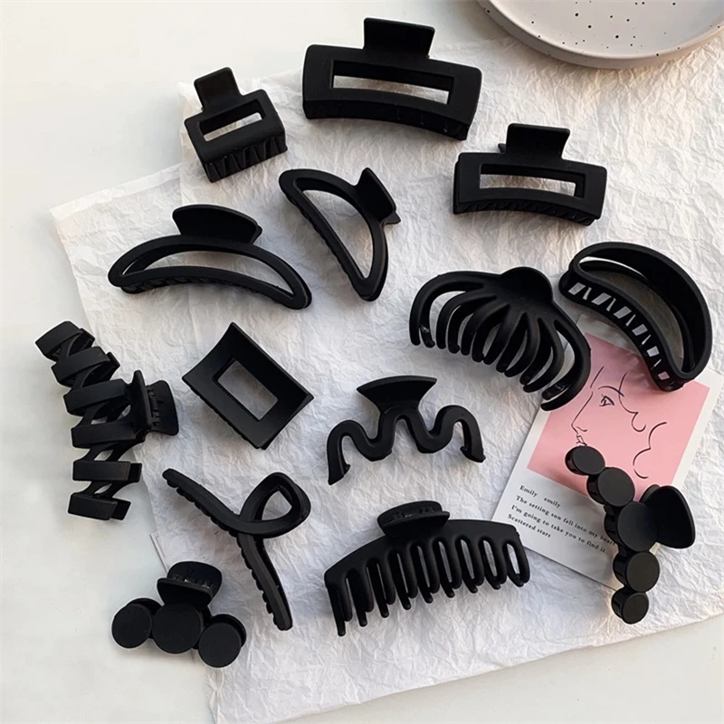 

Black Large Hair Crab Claw Clips For Women Simple Acrylic Hair Clip New Matte Solid Hair Claws Hairpins Girls Hair Accessories