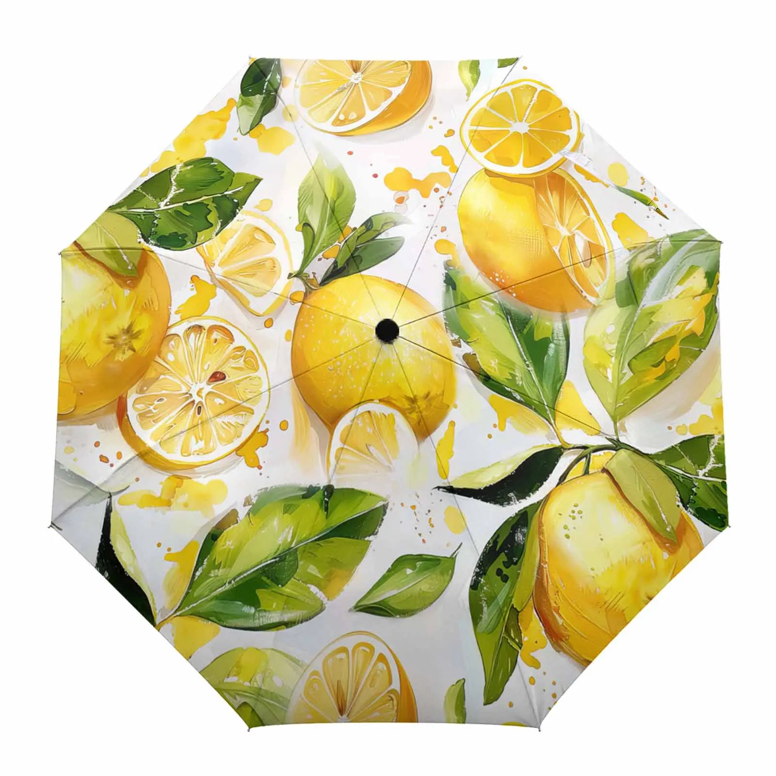 Лимон лист акварель ручной работы Открытый Печатный дождевой зонт для женщин