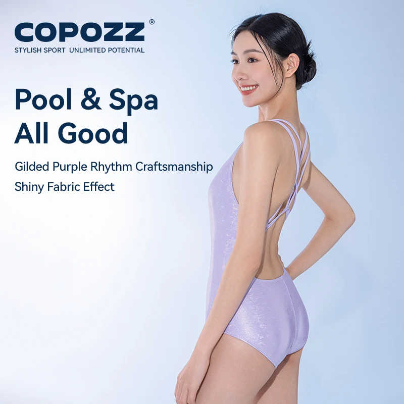 Фото COPOZZ женский новый цельный купальник однотонный пляжный купальник без рукавов с v-образным вырезом летние женские костюмы плавание спортивный купальник для взрослых №5