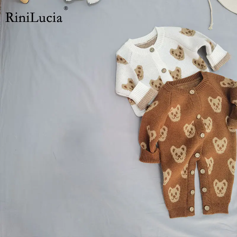 

RiniLucia Autumn Baby Romper Knitted Newborn Girls Boys Jumpsuit Outfit Toddler Children Onesies Clothing Cartoon One Piece