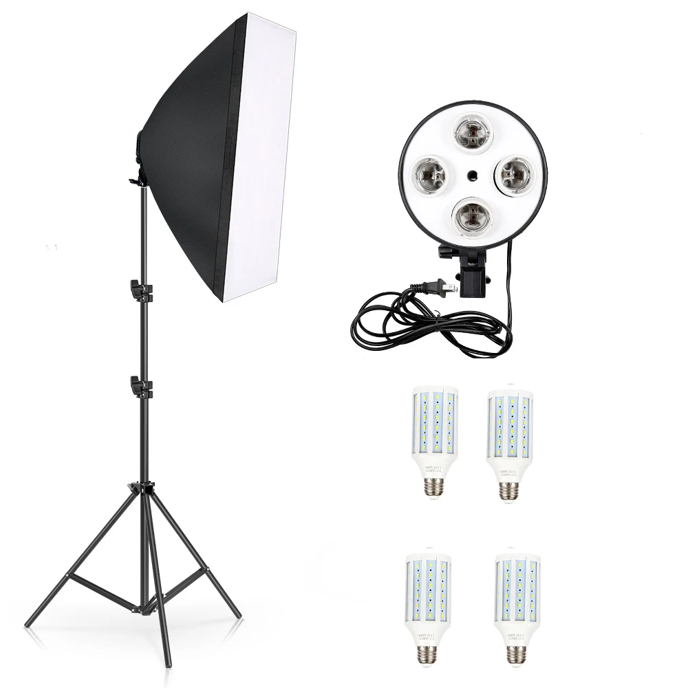 

SH 4 Lamp Holders Softbox With 2M Light Stand Photography Accessories Use in Photo Studio Continuous Lighting Photographic Kit