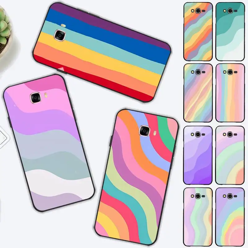 

Colorful Rainbow Stripe Phone Case for Samsung J 2 3 4 5 6 7 8 prime plus 2018 2017 2016 core