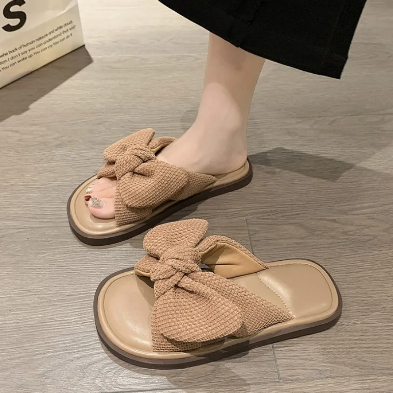 

Summer New Flats Women Slippers Bow Platform Shoes Sandals 2023 Beach Flip Flops Casual Fashion Walking Shoes Dress Mujer Slides