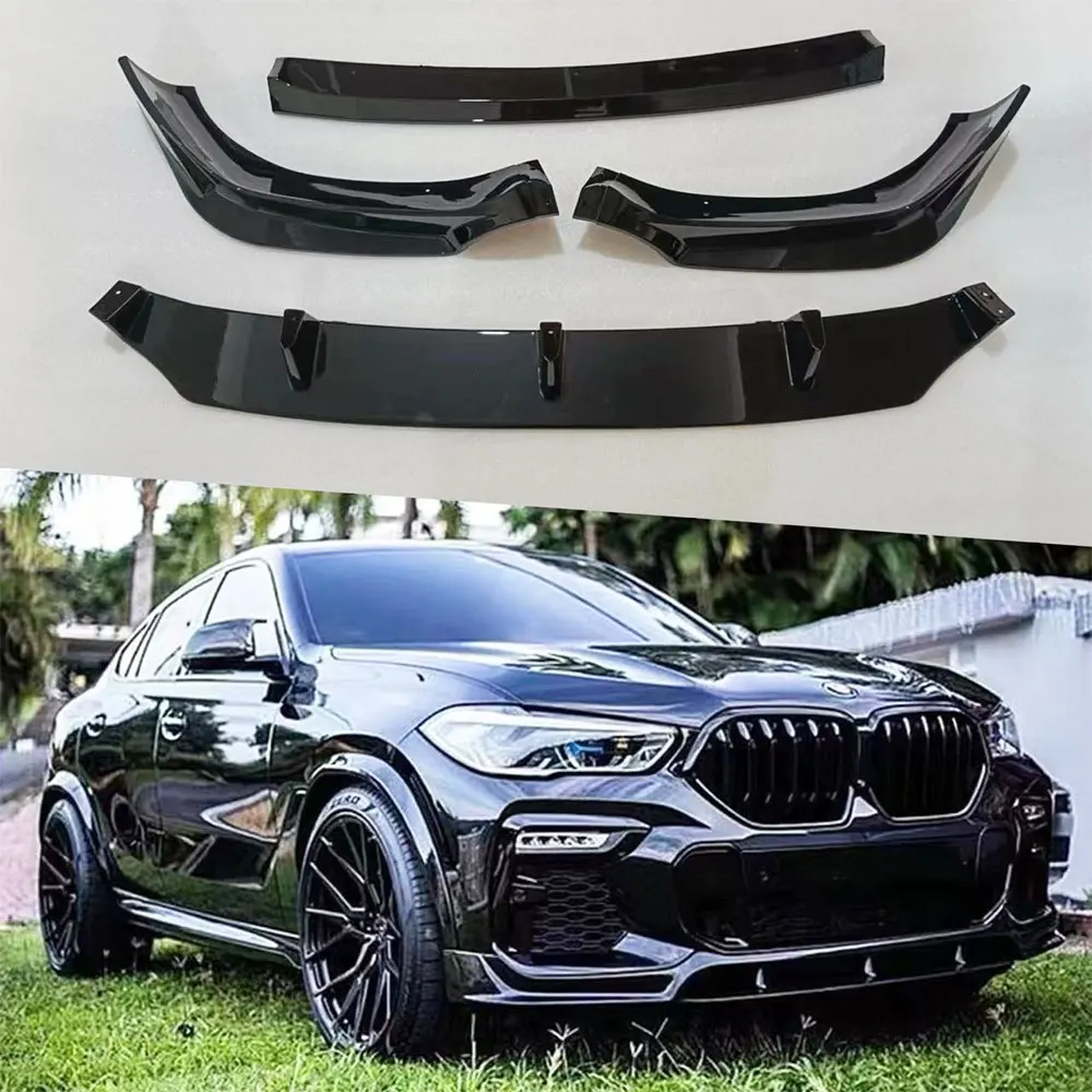 Фото Для BMW X6 G06 2020-2023 передний бампер Iip, разделитель подбородка, диффузор, спойлер, дефлектор, черный карбоновый АБС-пластик, аксессуары для тюнинга P №2